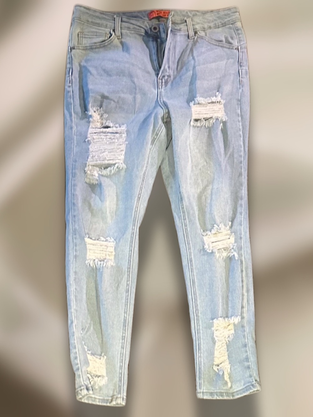 Wax Jean Butt I Love You Size 14 Light Wash Distressed Skinny Jeans